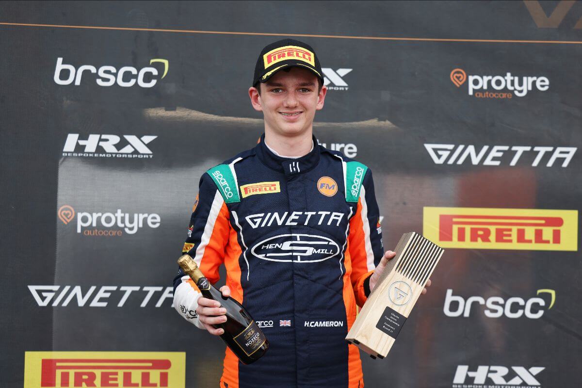 Henry Cameron on the rostrum at the Ginetta Junior Championship
