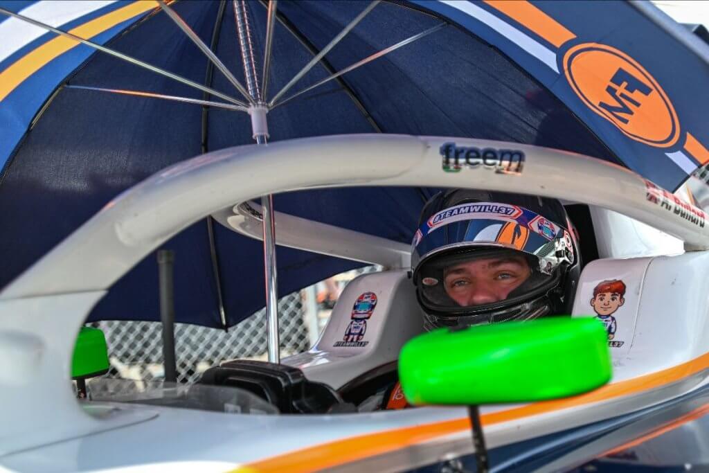 Archie Bullard trying to keep cool at a scorching Oulton Park
